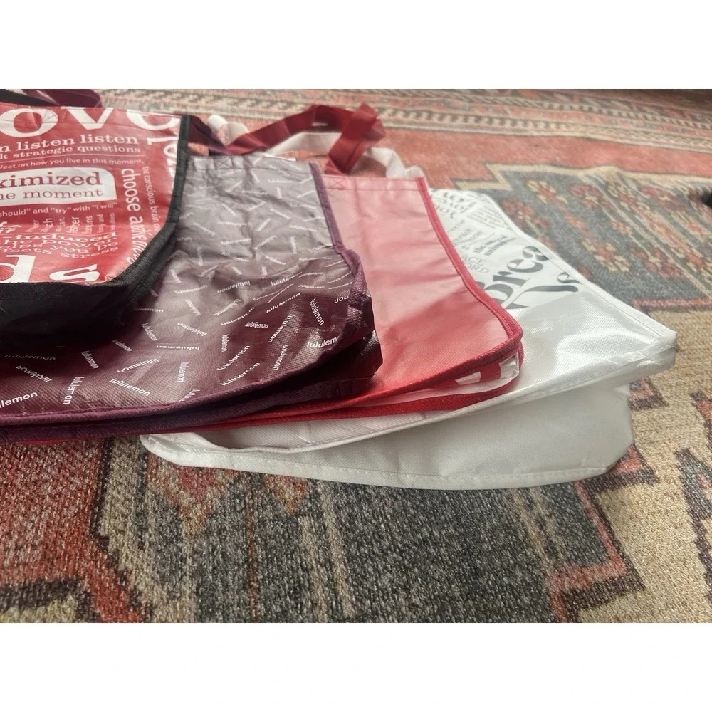 Lot Of 8 Lululemon Resusable Shopping‎ Bags Various Sizes- Clean!
